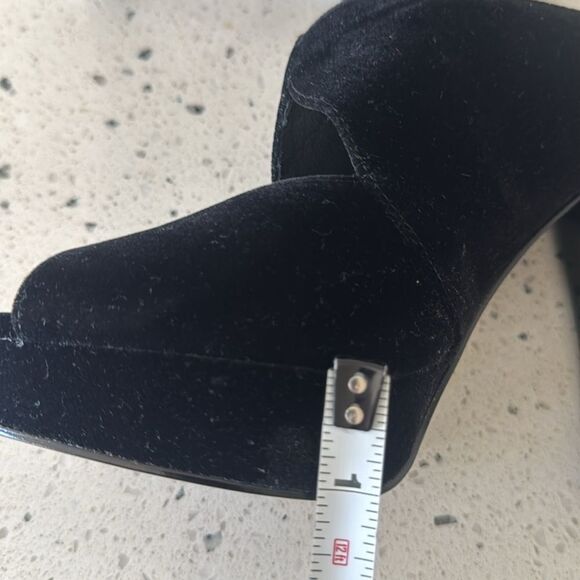 Adrianna Papell Black Velvet Mules Block Heel Peep Toe Dress Shoes Women’s Sz 8 - Picture 6 of 12